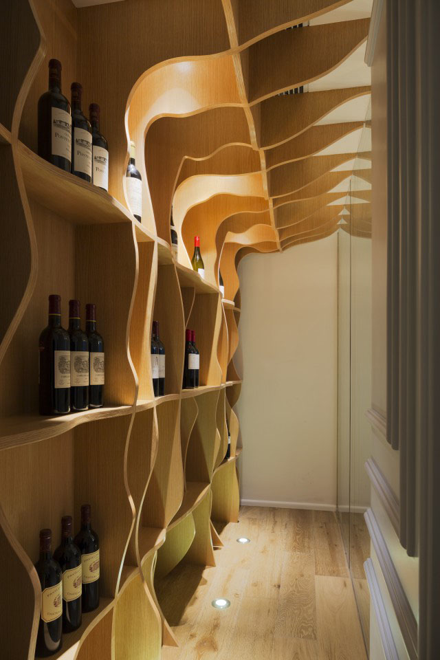 Wooden Cabinets Rack Extraordinary Wooden Cabinets And Wine Rack Designed With Wavy And Irregular Accent To Improve Wine Cellar Dream Homes  A Pair Of Functional And Stylish Home Brimming With Artistic Interior Touch