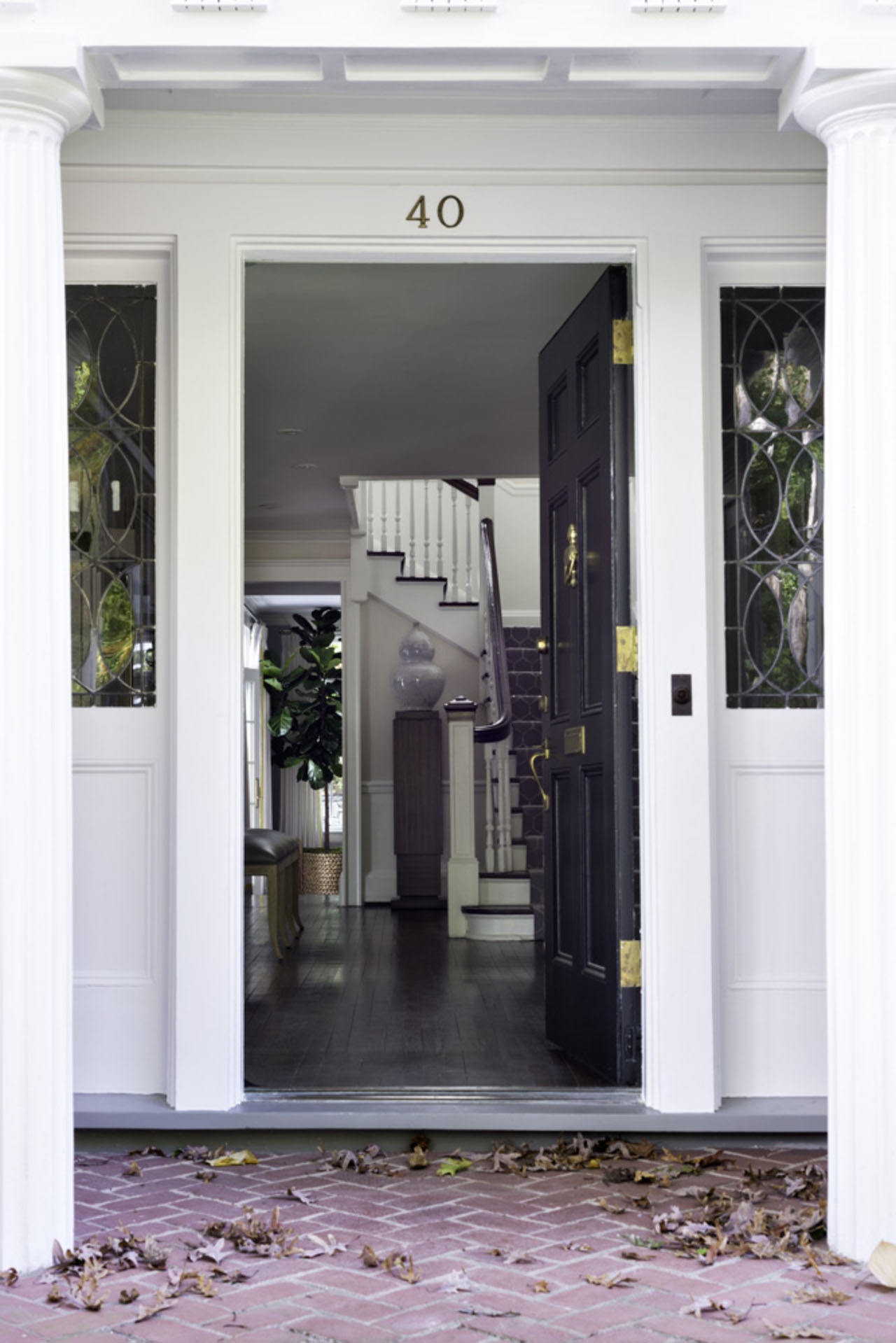 Catching Avon By Eye Catching Avon Road Residence By BHDM Entrance Displaying Grey Painted Door Panel With Brass Hardware Dream Homes Classic Living Room Style For The Stylish Home Appearance