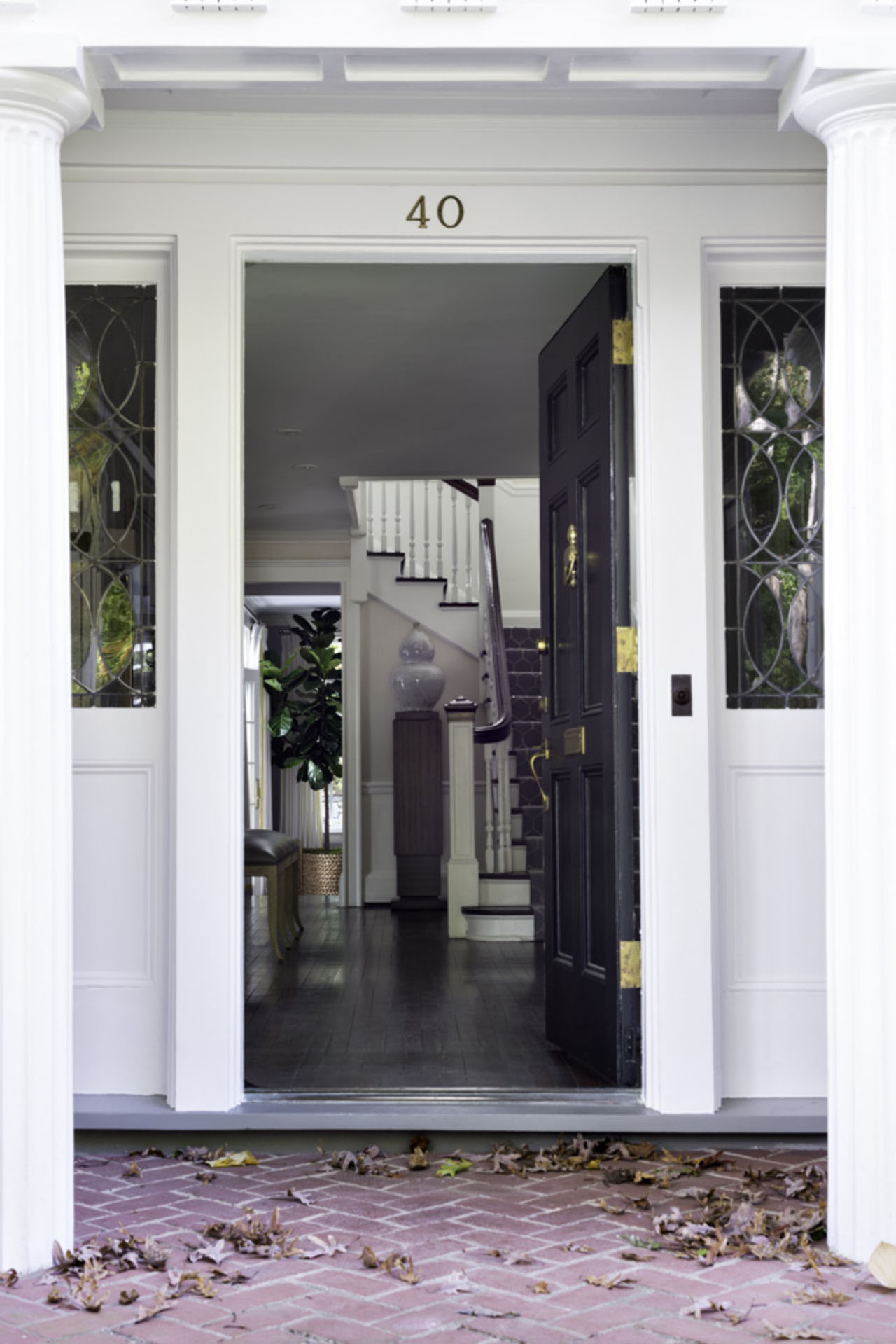 Catching Avon By Eye Catching Avon Road Residence By BHDM Entrance Displaying Grey Painted Door Panel With Brass Hardware Dream Homes  Classic Living Room Style For The Stylish Home Appearance