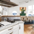 Catching Green On Eye Catching Green Painting Studded On The Center Wall Of Swedish House Dining Room With Pendants Above Table Dream Homes Fascinating Scandinavian Interior Design In Bright And Vivid Color Themes