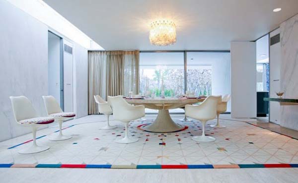 Dining Table White Fabulous Dining Table Area With White Chairs Under The Pendant Lamp At The Miller House And Sheer Curtain Accompany The Area Dream Homes  Vibrant And Colorful Interior Design For Rooms In Your Home