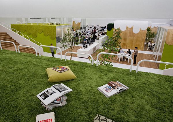 Green Rug Tbwa Fabulous Green Rug In The TBWA Office With White Ceiling And The Hardwood Floor Under It Office & Workspace  Modern Office Design Details In A Stunning Home Interior