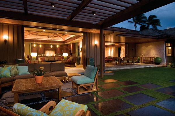 Night View Cozy Fabulous Night View Of The Cozy Patio With Tropical Patio Furniture And The Wide Wooden Pergola Dream Homes Impressive Interior Decorating Ideas For Colorful Apartments In Caribbean Style