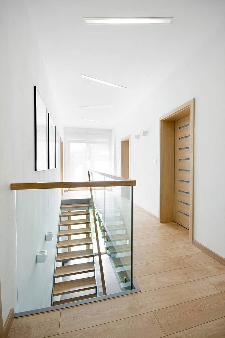 Staircase Design Zabrze Fabulous Staircase Design In House Zabrze Widawscy Studio Connected First Level Floor To Second With Glass Balustrade Dream Homes Mesmerizing Contemporary Interior Design In Bright Decoration Style