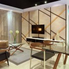 Family Room Minimalist Fancy Family Room Design At Minimalist Apartment With Home Office Applied Glass Top Table And Wooden Chairs Dream Homes Stylish But Contemporary Home Decor With Elegant Interior Theme
