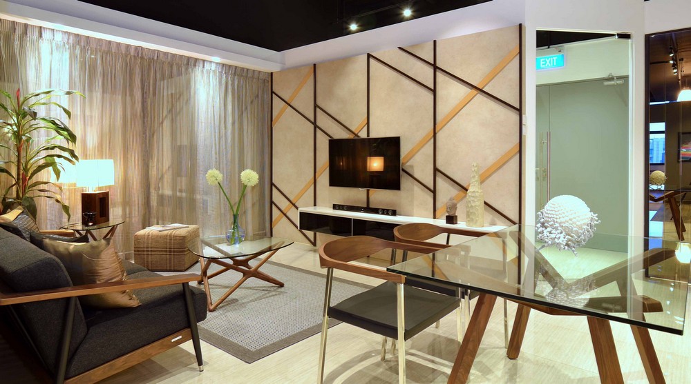 Family Room Minimalist Fancy Family Room Design At Minimalist Apartment With Home Office Applied Glass Top Table And Wooden Chairs Dream Homes Stylish But Contemporary Home Decor With Elegant Interior Theme