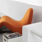 Futuristic Orange In Fancy Futuristic Orange Lounge Chair In White Themed Lo Spazio House Rustic Dark Carpet On Concrete Floor Dream Homes Fascinating Contemporary Home With White Neutral Color And Quirky Accents