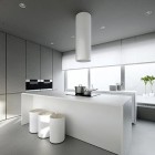 White Kitchen With Fancy White Kitchen Design Interior With Modern Furniture And Minimalist Space Used Glass Wall Decoration Ideas Apartments Chic Modern Scandinavian Interior With Pops Of Neutral Color Schemes