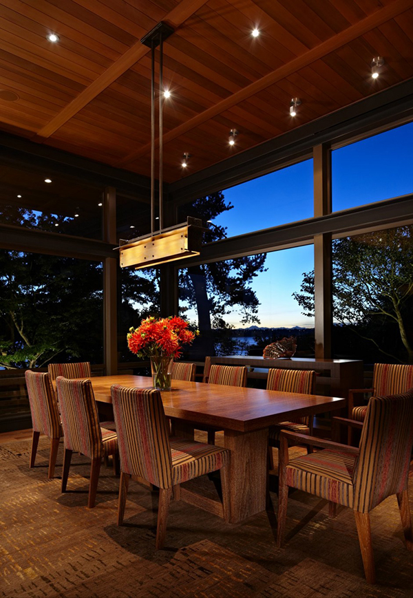 Dining Room House Fantastic Dining Room In Lake House At Evening With Long Wooden Table And Cozy Chairs Under Wooden Ceiling Dream Homes  Contemporary Lake House Integrates With Beautiful Natural Landscape