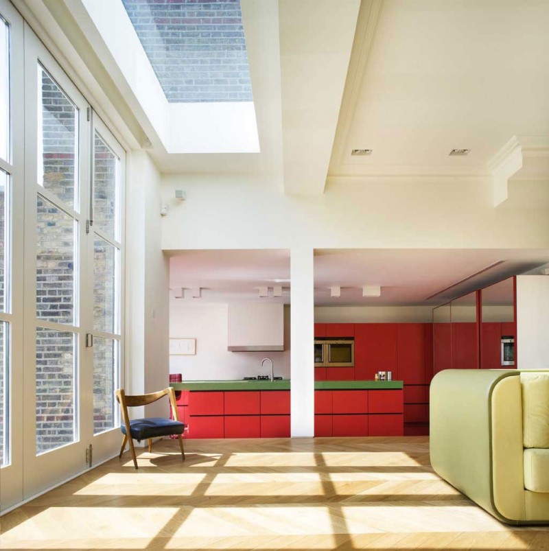 Empty Space Residence Fantastic Empty Space Inside Chevron Residence Beautified With Wooden Single Chair And Wooden White Glass Windows On The Wall Dream Homes  Elegant And Vibrant Interior Design For Stunning Creative Brick House