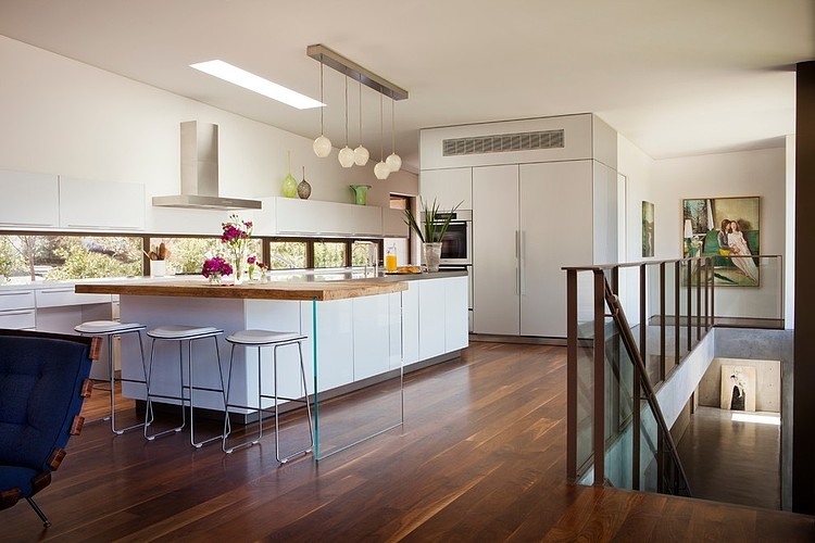 Kitchen Area Countertop Fascinating Kitchen Area With Wooden Countertop At The Pacific Palisades Residence Chimera Interiors Dream Homes  Elegant Retro Interior Design In Modern Uphill Residence Design