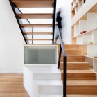 Wooden Constructed Iron Fascinating Wooden Constructed Ladder And Iron Railing Beside White Wooden Open Cabinets On Wooden Floor Of Chambord Residence Interior Design Creative House With Wood Exteriors And Interior Decorations