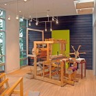 Wooden Weaving The Fascinating Wooden Weaving Tools In The Weaving Studio With Wide Glass Walls And The Wooden Wall Office & Workspace Impressive Home Office With Guest Bedroom And Glass Windows