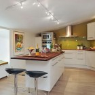 A White With Fetching A White Kitchen Bar With Brown Countertop And Two Black Bar Chairs In Minimalism Swedish Residence Dream Homes Modern Swedish Interior Design In Simple Residence Style