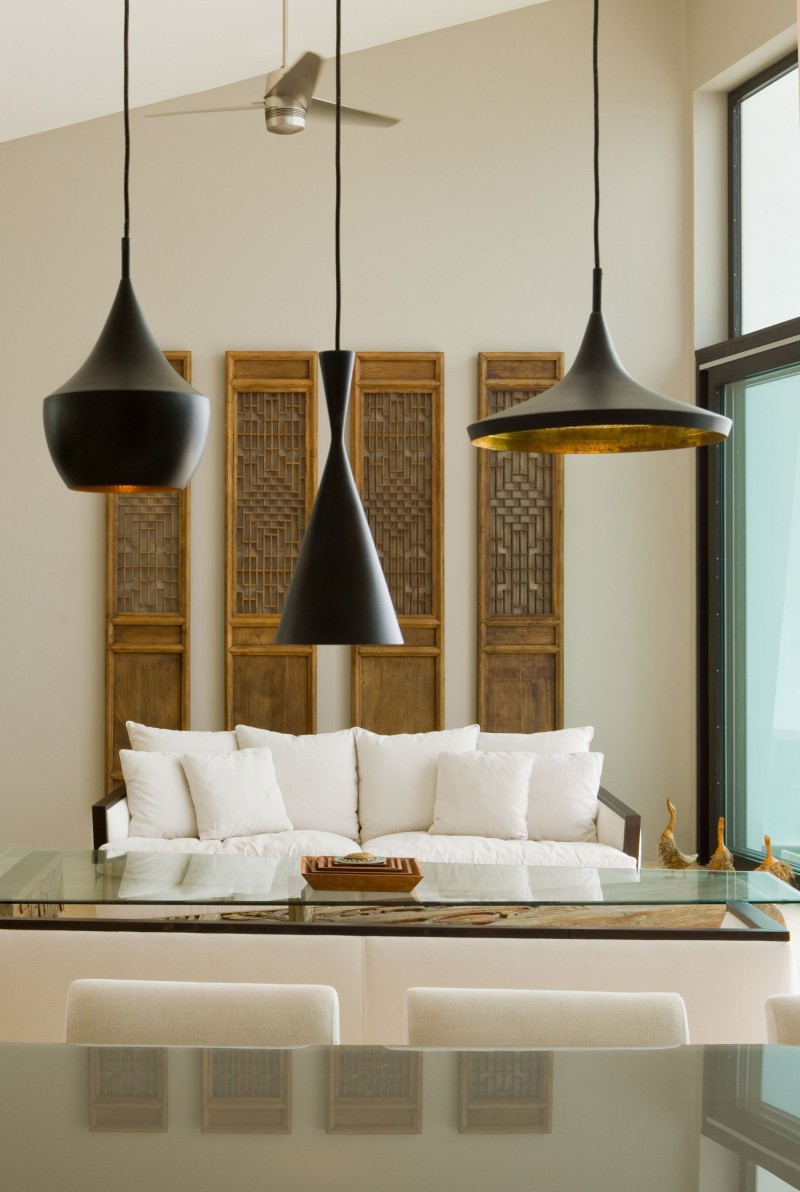 Shipping Black Hanging Free Shipping Black Pendant Lamp Hanging Above Glass Dining Desk With Gold Electric Fan In Villa Kishti Residence Architecture Elegant Modern Villa Which Is Built In Stunning Big Style