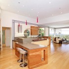 Kitchen Room Interiors Great Kitchen Room In Modern Interiors With Amazing Views With Red Pendant Lamps Above Taupe Countertop Design Dream Homes Stylish Modern Interior Design In Snow White Layout And Style