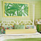 Bedroom With Under Green Bedroom With Nice Pillows Under Paint Wall That Photos Make Crowded The Interior Design Interior Design Chic And Tropical Interior Design For Sweet Contemporary Homes