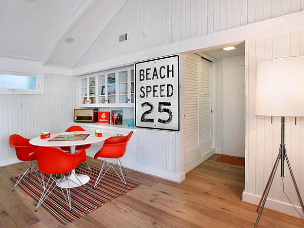 White Beach With Impressive White Beach House Design With Red Chairs Facing White Table In Modern Design That Inspiring Our Decor Interior Design  Colorful Neon Interior Paint With Contemporary Interior Accents