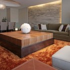 White Decorative Wooden Incredible White Decorative Items On Wooden Square Living Desk On Brown Carpet Installed In Living Room Romanza Residence Dream Homes Cool Wooden Interior Design Details In A Unique Modern Home