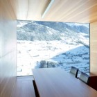 Wooden Dining Wooden Inspiring Wooden Dining Desk With Wooden Single Chairs On The Wooden Striped Wall And Floor Inside Boisset House Interior Design Beautiful Minimalist Cabins That Make Gorgeous Holiday Homes