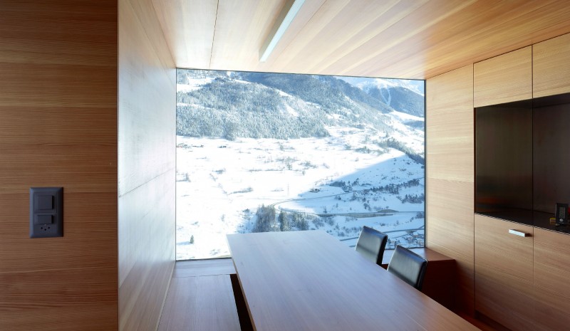 Wooden Dining Wooden Inspiring Wooden Dining Desk With Wooden Single Chairs On The Wooden Striped Wall And Floor Inside Boisset House Interior Design  Beautiful Minimalist Cabins That Make Gorgeous Holiday Homes