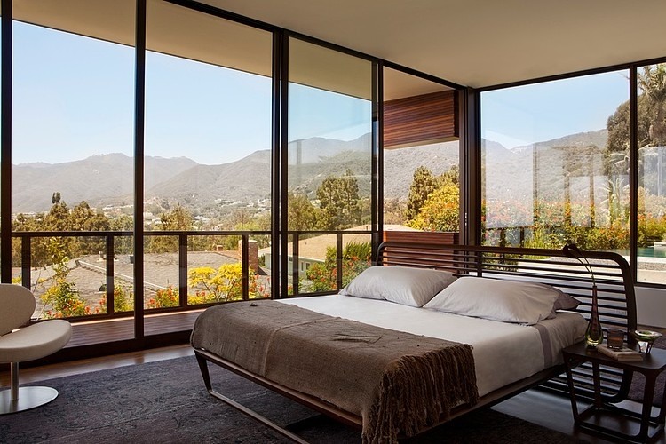 Bedroom Ideas Windows Interesting Bedroom Ideas With Glass Windows Showing Exterior Area At Pacific Palisades Residence Chimera Interiors Dream Homes  Elegant Retro Interior Design In Modern Uphill Residence Design
