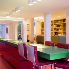 Green Light With Interesting Green Light Red Island With Tufted Single Chairs And Iron Faucet On It Installed Inside Chevron Residence Dream Homes Elegant And Vibrant Interior Design For Stunning Creative Brick House