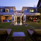 Outdoor Living In Interesting Outdoor Living Space Design In Casa Hannah With Green Grass Garden And Long Pond With Green Colored Water Dream Homes Beautiful Modern Villa In Bali Displaying Opulent In Comfort Atmosphere