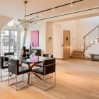 Tribeca Loft Interior Large Tribeca Loft Dining Room Interior With Sleek Wooden Floor Accommodating Glass Table And Black Chairs Dream Homes Elegant Traditional Wood Interiors Looking So Stunning Decoration View