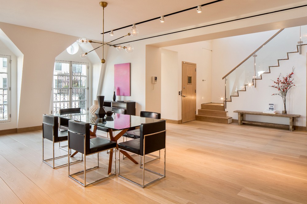 Tribeca Loft Interior Large Tribeca Loft Dining Room Interior With Sleek Wooden Floor Accommodating Glass Table And Black Chairs Dream Homes  Elegant Traditional Wood Interiors Looking So Stunning Decoration View