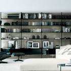 Style Applied Library Luxurious Style Applied In Home Library With Black Furniture And White Neutral Room Background With Big Shelves And Modern Chaise Set Interior Design Nice Home Library With Stunning Black And White Color Schemes