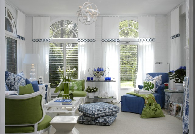 White Themed Decorated Luxurious White Themed Family Room Decorated With Little Sense Of Green Blue Living Room Shown By Furnishing Interior Design  Easy Stylish Home Designed By Bright Green Color Schemes