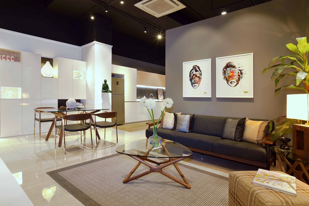 Living Room Minimalist Marvelous Living Room Design At Minimalist Apartment With Black Sofa And Glass Top Coffee Table On Carpet Area Dream Homes Stylish But Contemporary Home Decor With Elegant Interior Theme