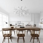 Atdesign Wooden Monochrome Mesmerizing ATDesign Wooden Dining In Monochrome Nordic Living With Wooden Dining Table And Chairs On White Striped Floor Dream Homes Fancy Nordic Interior Concept In Beautiful Appearance Views