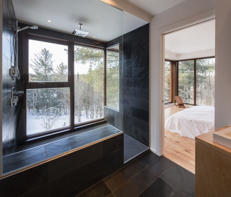 Bathroom Without In Mesmerizing Bathroom Without Bath Up In Cabane Residence Design Furnished With White Iron Faucet And Tiled Patterned Wall Dream Homes  Classic And Contemporary Country House Blending Light Wood And Glass Elements