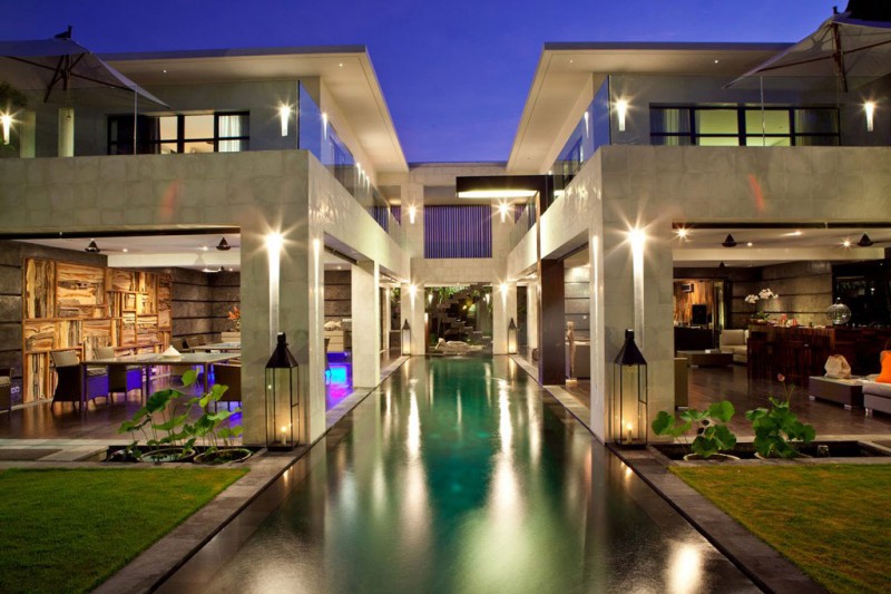 Building Design Hannah Mesmerizing Building Design In Casa Hannah With White Colored Marble Floor And Long Pool Which Has Green Colored Water Dream Homes Beautiful Modern Villa In Bali Displaying Opulent In Comfort Atmosphere
