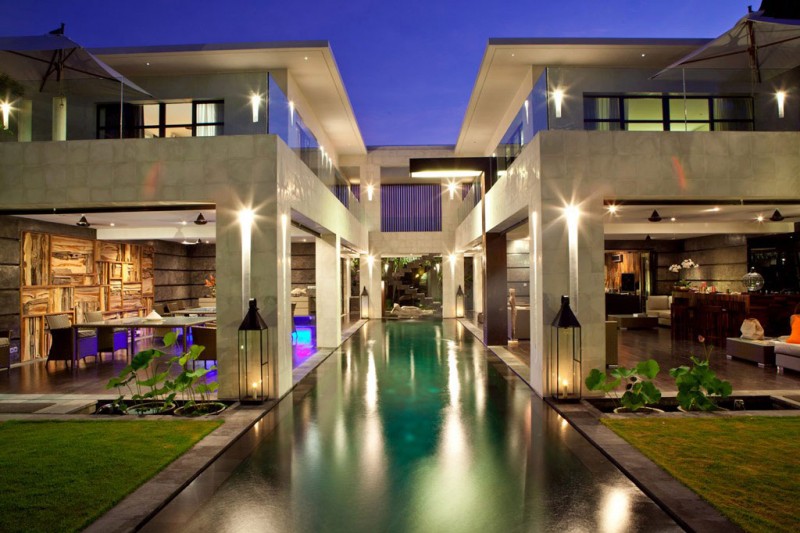 Building Design Hannah Mesmerizing Building Design In Casa Hannah With White Colored Marble Floor And Long Pool Which Has Green Colored Water Dream Homes  Beautiful Modern Villa In Bali Displaying Opulent In Comfort Atmosphere