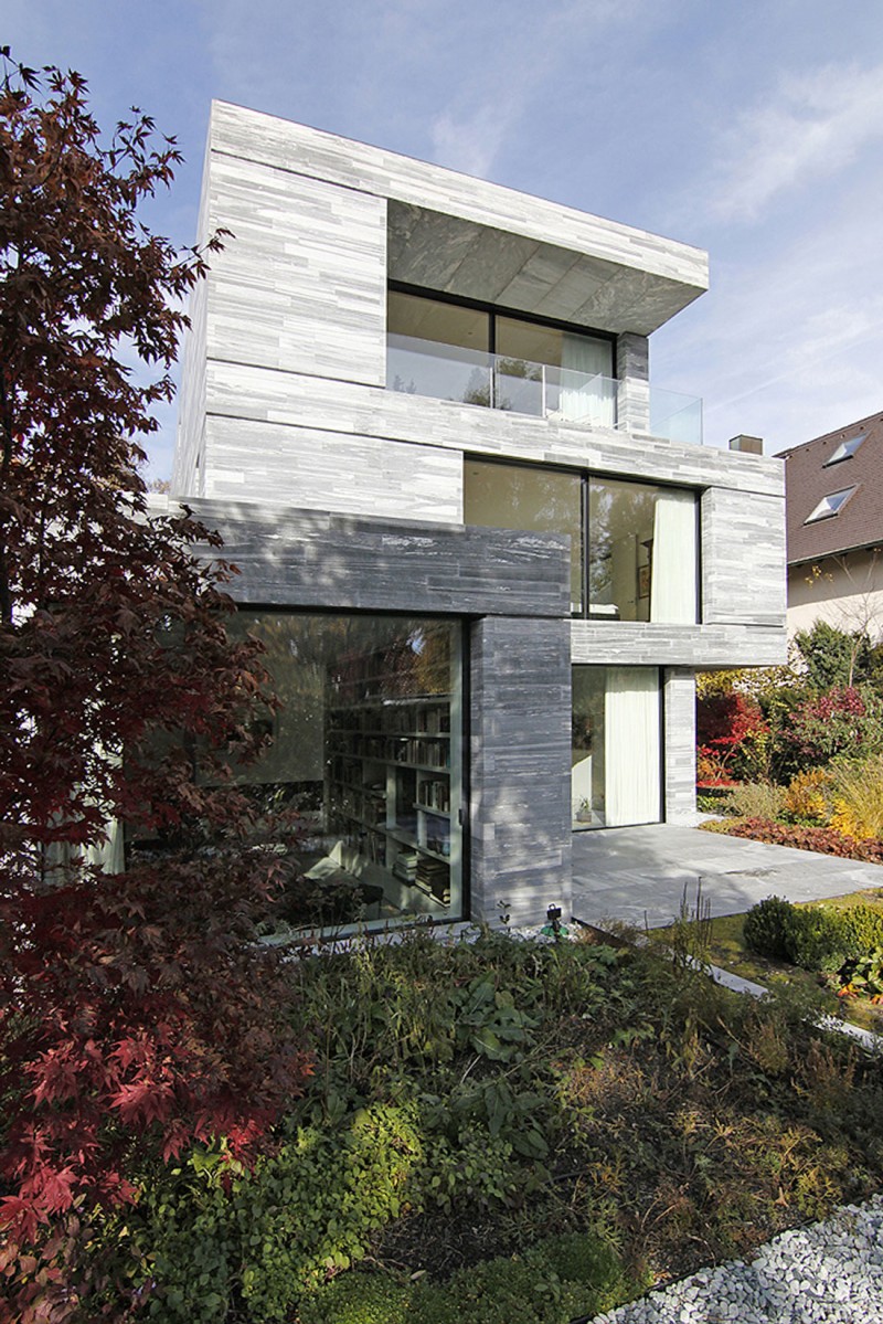 Urban Styled House Modern Urban Styled Music Room House Facade View Seen From Untidy Landscaping Area With Leafy Tree And Short Greenery Dream Homes  Elegant Concrete Home With Modern Exteriors And Frameless Glass Walls