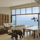 Elepants Shaped With Nice Elephants Shaped Sculpture Completed With Assorted Pendant Lamp Above Dining Desk In The Villa Kishti Residence Architecture Elegant Modern Villa Which Is Built In Stunning Big Style