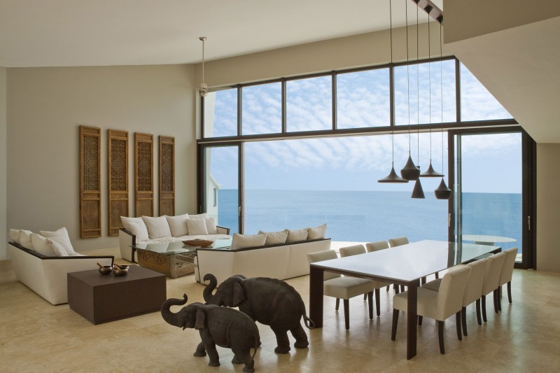 Elepants Shaped With Nice Elephants Shaped Sculpture Completed With Assorted Pendant Lamp Above Dining Desk In The Villa Kishti Residence Architecture Elegant Modern Villa Which Is Built In Stunning Big Style