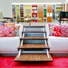 Living Room Stairwell Nice Living Room With Wooden Stairwell In The Miller House That Colorful Pillows Make Nice The Decor Dream Homes Vibrant And Colorful Interior Design For Rooms In Your Home