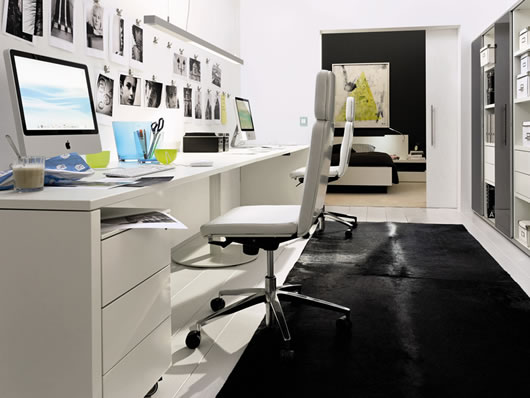 White Desk The Nice White Desk Available With The White Dresser To Decorate The Hulsta Modern Wood Home Office Office & Workspace Creative Workspace Room Decorated To Increase Work Performance