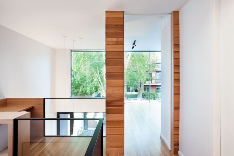 Wooden Striped White Outstanding Wooden Striped Pillars And White Painted Wall Involved Iron Glass Railing Installed Inside Chambord Residence Interior Design  Creative House With Wood Exteriors And Interior Decorations