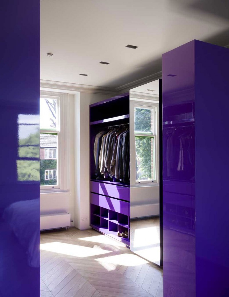 Light Purple Closet Prestigious Light Purple Walk In Closet With Iron Glass On It Installed On The Wooden Striped Floor Inside Chevron Residence Dream Homes  Elegant And Vibrant Interior Design For Stunning Creative Brick House