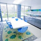 Dining Room Table Pretty Dining Room With White Table Feat Blue Chairs In Miller House That Nice Rug Completed The Area Dream Homes Vibrant And Colorful Interior Design For Rooms In Your Home