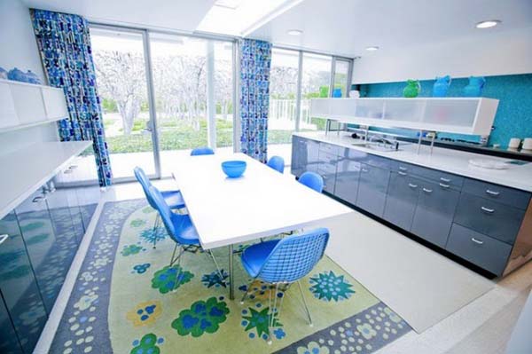 Dining Room Table Pretty Dining Room With White Table Feat Blue Chairs In Miller House That Nice Rug Completed The Area Dream Homes Vibrant And Colorful Interior Design For Rooms In Your Home