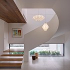 Swirl Like Used Pretty Swirl Like Staircase Design Used Modern Decoration Made From Wooden Material With Stylish Chandelier Lighting Ideas Interior Design Stylish And Warm Home With A Remarkable Interior Design Impression