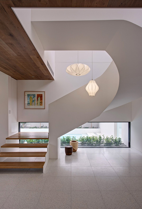 Swirl Like Used Pretty Swirl Like Staircase Design Used Modern Decoration Made From Wooden Material With Stylish Chandelier Lighting Ideas Interior Design Stylish And Warm Home With A Remarkable Interior Design Impression