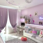 Girl Room Grey Purple Girl Room Design With Grey Fur Rug Feat Sofas That Glossy Floor Make Nice The Interior Design Interior Design Colorful Neon Interior Paint With Contemporary Interior Accents