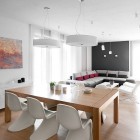 Open Floor Living Sleek Open Floor Dining And Living Room Design At House Zabrze Widawscy Studio With Stylish White Chairs Dream Homes Mesmerizing Contemporary Interior Design In Bright Decoration Style